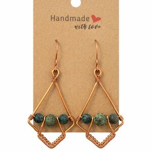 Copper and Green Stone Earrings